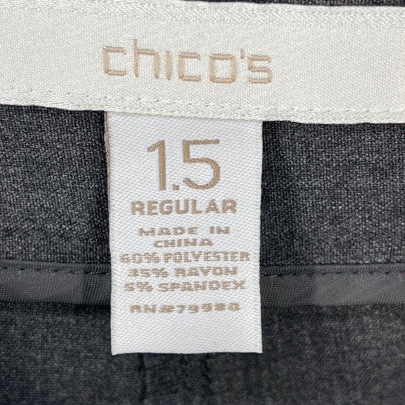 Chico Woman Dress Pants Slacks Office Siren Preppy Trousers Flat Size L 1.5 Gray - Picture 5 of 10
